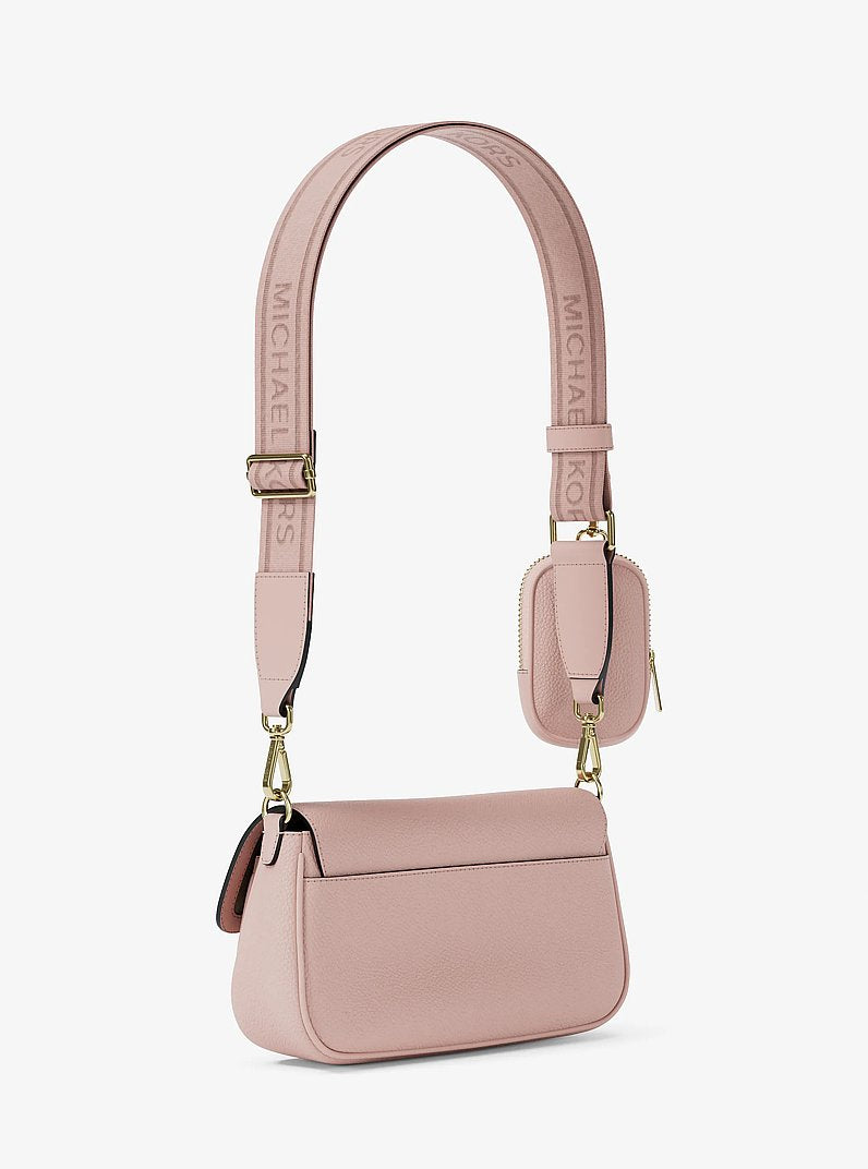 Michael Kors Jet Set Travel Small Pebbled Leather Crossbody Bag With Pouch Powder Blush
