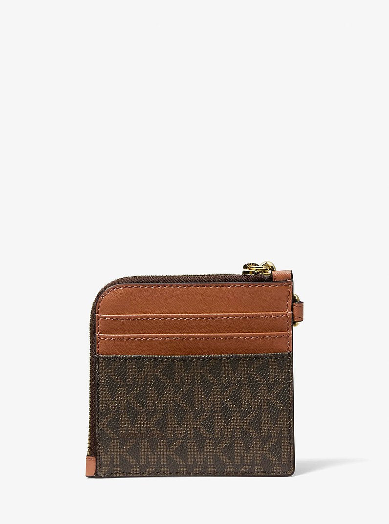 Michael Kors Jet Set Travel Signature Logo Chain Wallet Brown