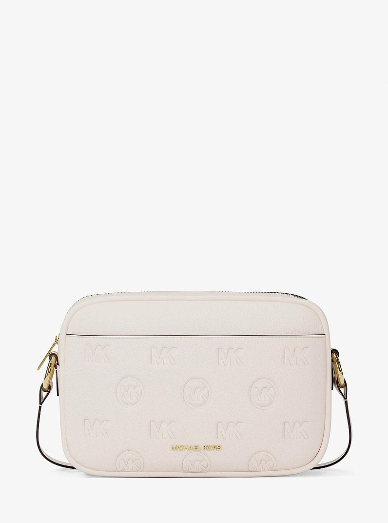 Michael Kors Jet Set Travel Large Logo Debossed Camera Crossbody Bag Lt Cream