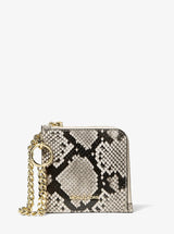 Michael Kors Jet Set Travel Medium Snake Embossed Chain Wallet Lt Cream