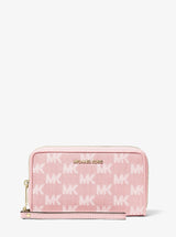 Michael Kors Jet Set Travel Large Logo Jacquard Denim Smartphone Wallet Powder Blush