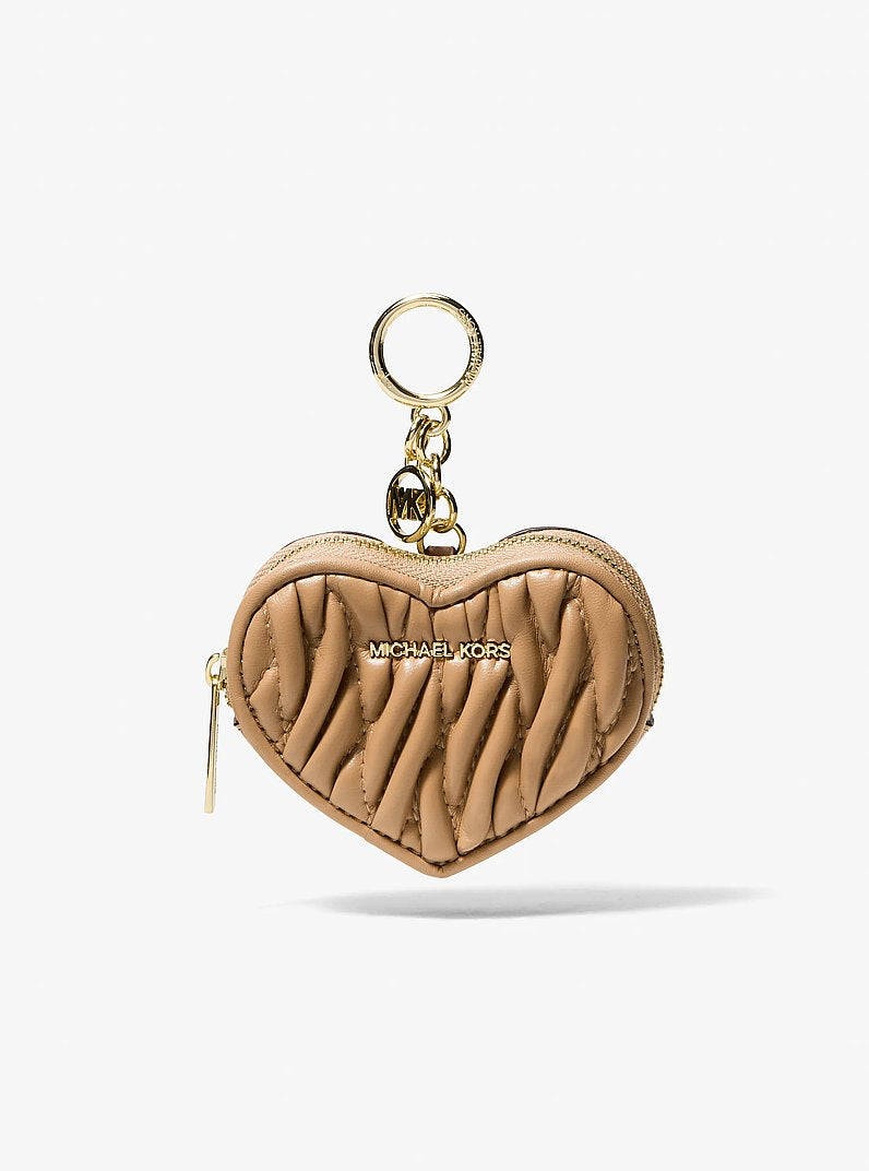 Michael Kors Jet Set Travel Matelasse Heart Coin Pouch Camel
