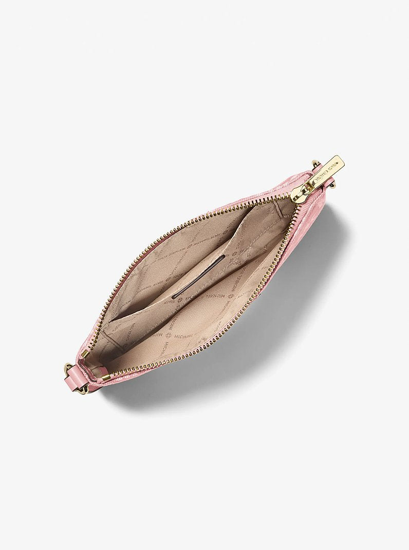 Michael Kors Jet Set Travel Small Logo Jacquard Denim Wristlet Powder Blush