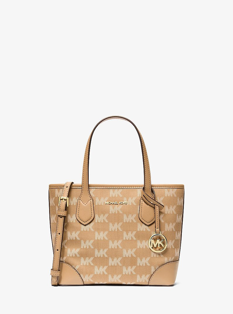 Michael Kors Eva Extra-Small Logo Jacquard Convertible Tote Bag Camel