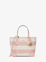 Michael Kors Eva Extra-Small Striped Signature Logo Convertible Tote Bag Powder Blush