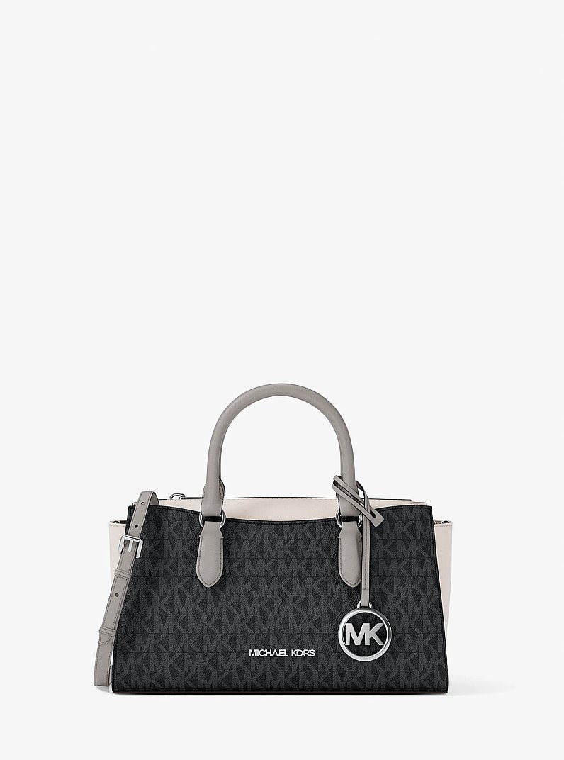 Michael Kors Arden Small Color-Block Signature Logo Messenger Bag Black Combo