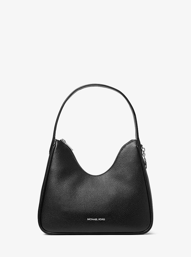 Michael Kors Nayla Small Pebbled Leather Hobo Shoulder Bag Black