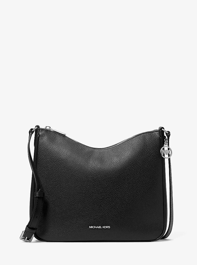 Michael Kors Nayla Medium Pebbled Leather Messenger Bag Black