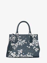 Michael Kors Marilyn Medium Printed Signature Logo Satchel Admiral
