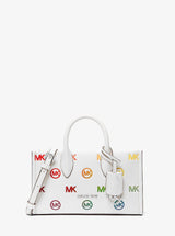 Michael Kors Mirella Small Rainbow Logo Embossed Convertible Crossbody Bag Optic White