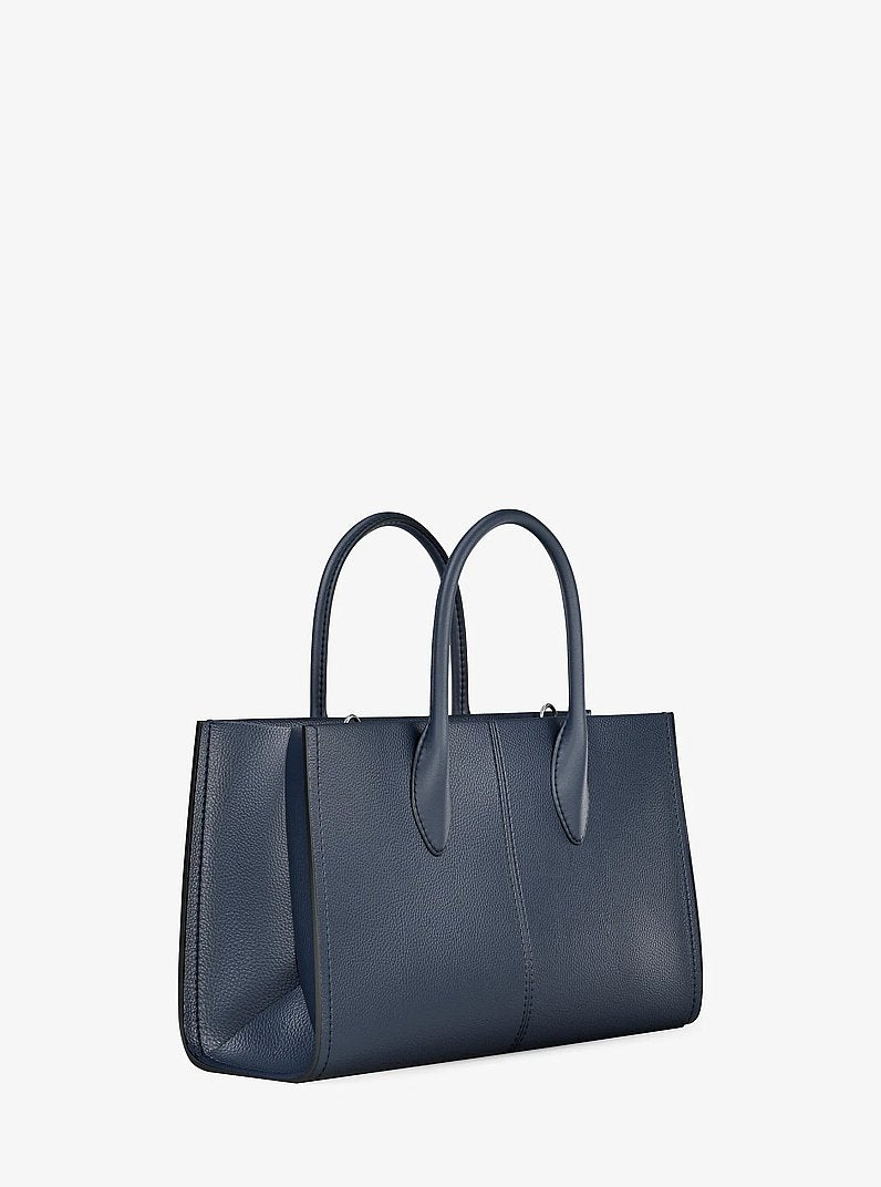 Michael Kors Mirella Medium Pebbled Leather Satchel Navy