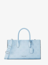 Michael Kors Mirella Medium Logo Debossed Satchel Pale Ocean