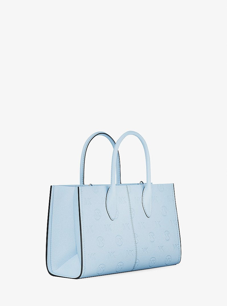 Michael Kors Mirella Medium Logo Debossed Satchel Pale Ocean
