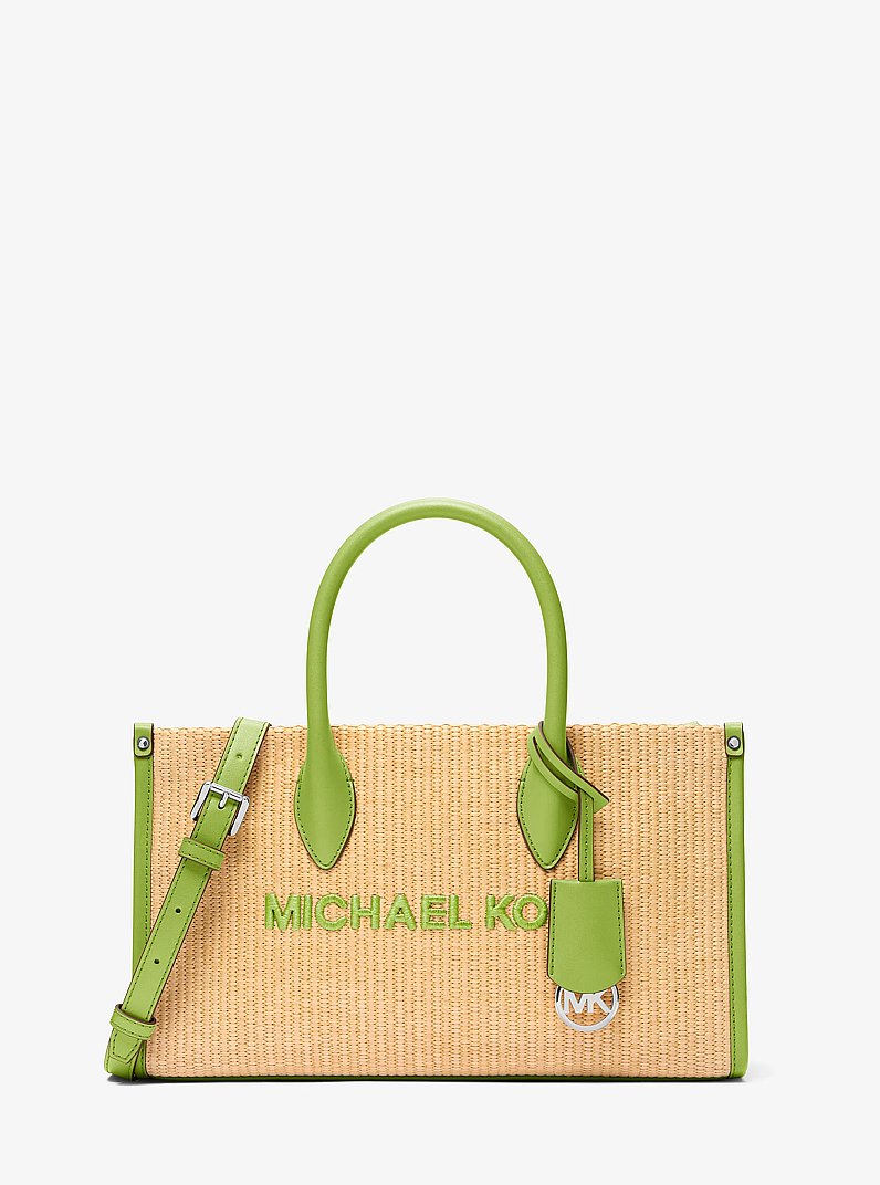 Michael Kors Mirella Medium Woven Satchel Lime