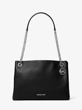 Michael Kors Christina Medium Pebbled Leather Messenger Bag Black