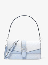 Michael Kors Greenwich Medium Signature Logo Shoulder Bag Pale Ocean