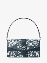 Michael Kors Greenwich Medium Printed Signature Logo Convertible Shoulder Bag Admiral