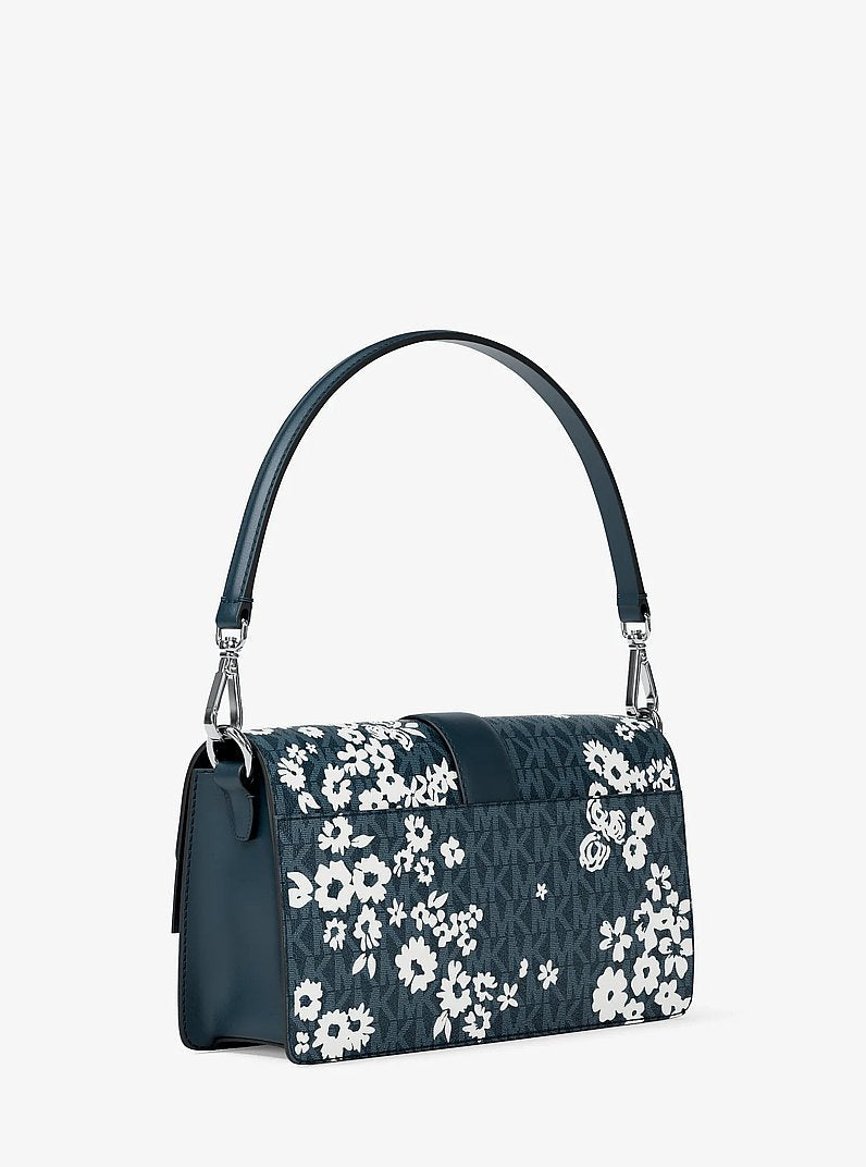 Michael Kors Greenwich Medium Printed Signature Logo Convertible Shoulder Bag Admiral