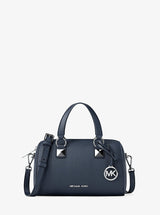 Michael Kors Grayson Small Pebbled Leather Duffel Crossbody Bag Navy