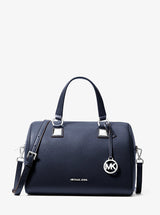 Michael Kors Grayson Medium Pebbled Leather Duffel Crossbody Bag Navy