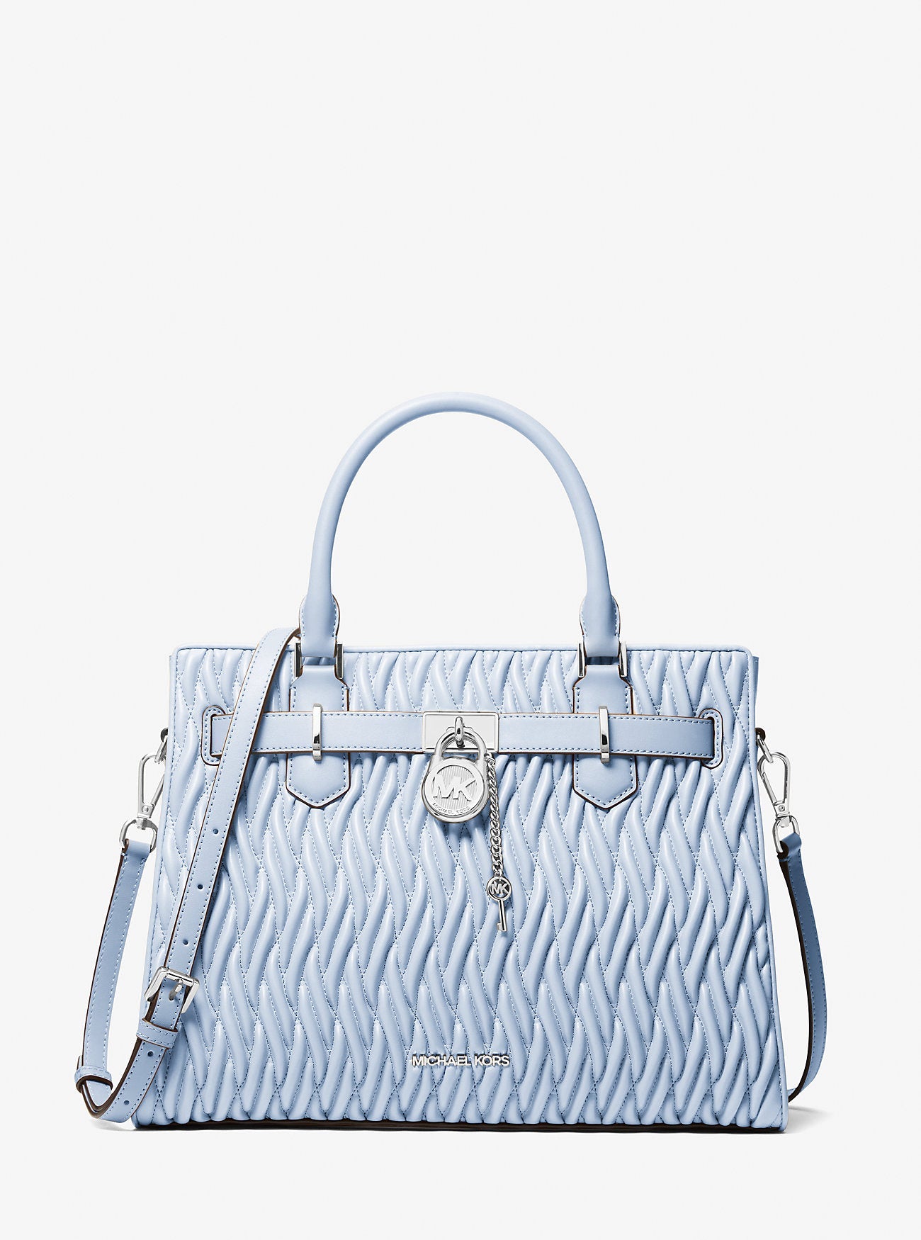 Michael Kors Hamilton Medium Matelasse Satchel Pale Ocean