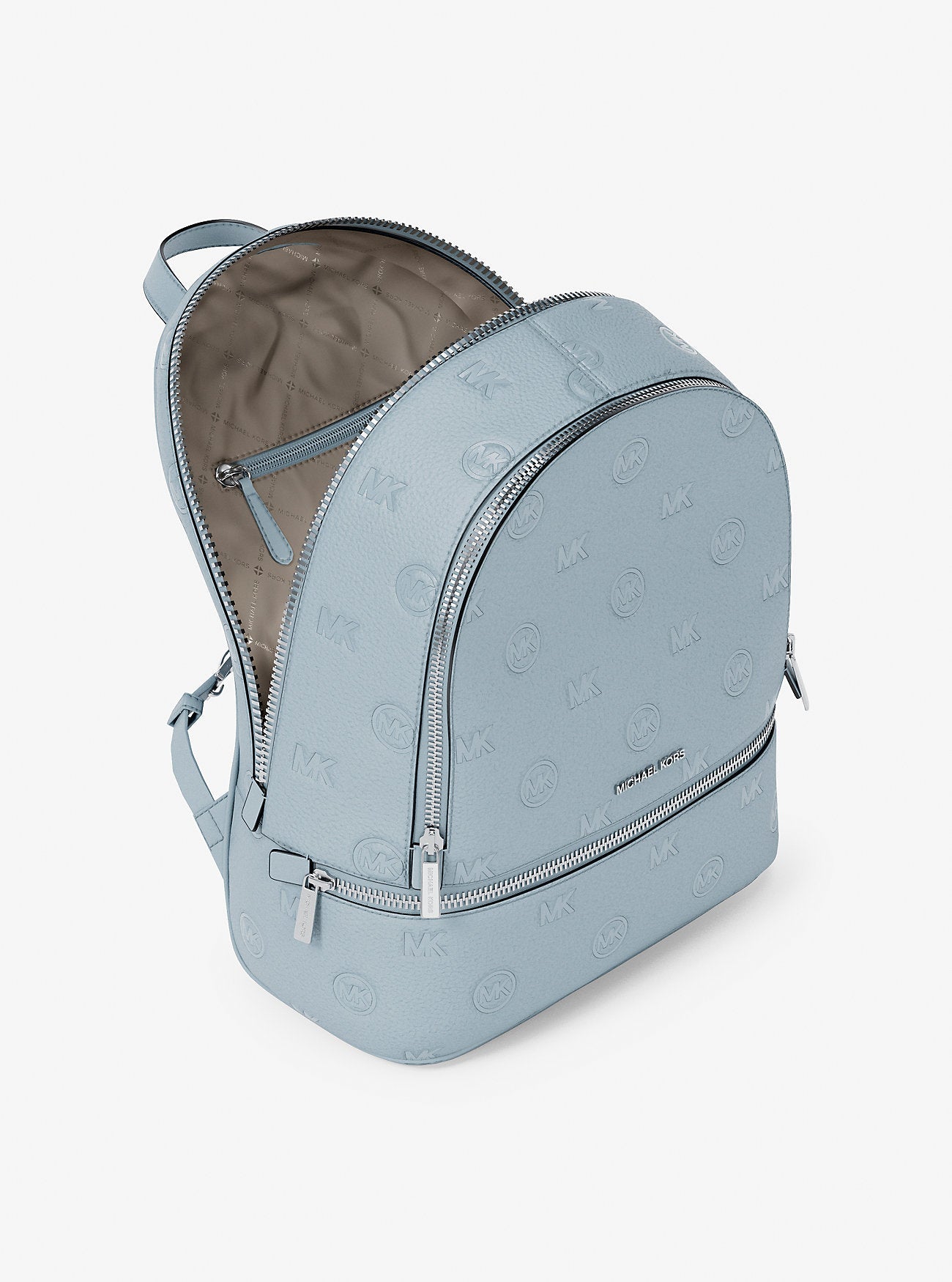 Michael Kors Rhea Medium Logo Debossed Backpack Pale Ocean