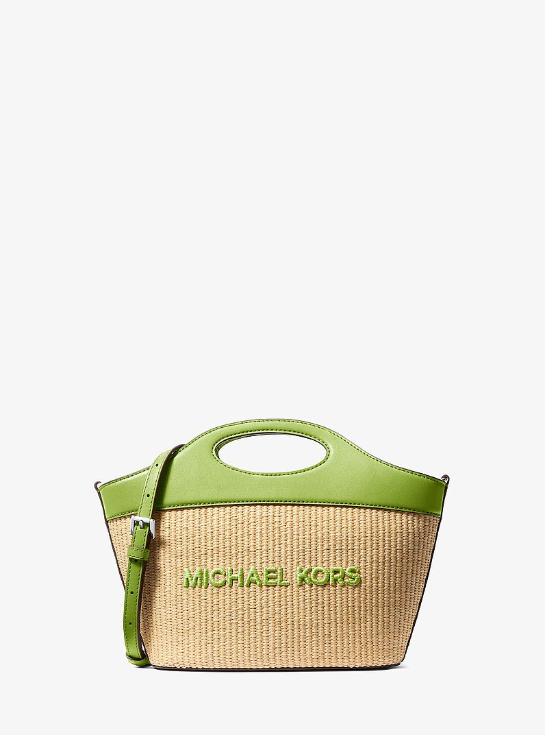 Michael Kors Tatum Medium Woven Convertible Crossbody Bag Lime