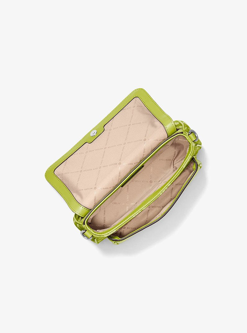 Michael Kors Jet Set Travel Small Logo Jacquard Denim Crossbody Bag With Pouch Lime