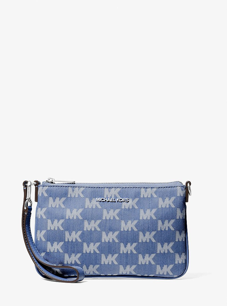 Michael Kors Jet Set Travel Small Logo Jacquard Denim Wristlet Denim