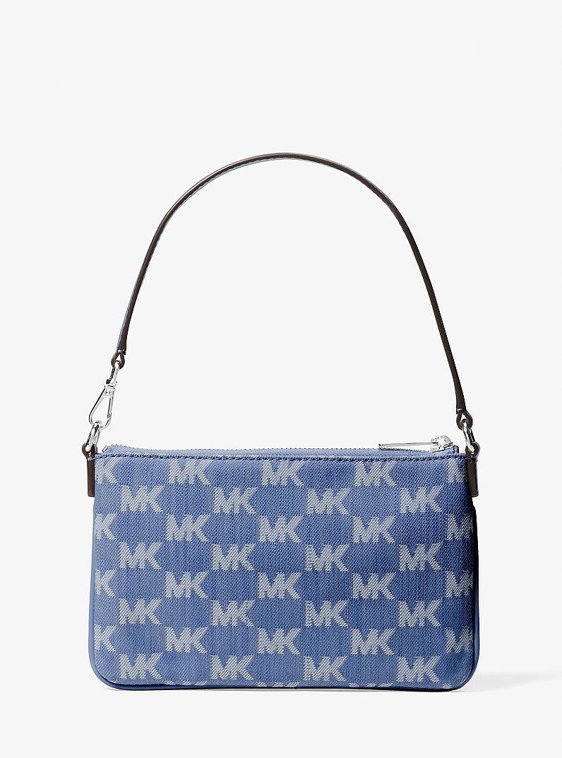 Michael Kors Jet Set Travel Small Logo Jacquard Denim Wristlet Denim