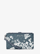 Michael Kors Jet Set Travel Large Printed Signature Logo Wristlet Wallet Admiral