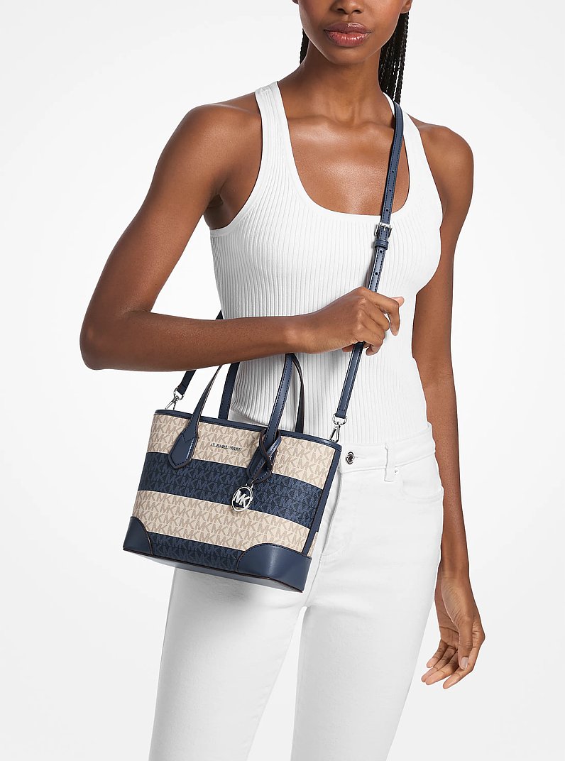 Michael Kors Eva Extra-Small Signature Logo Convertible Crossbody Bag Navy