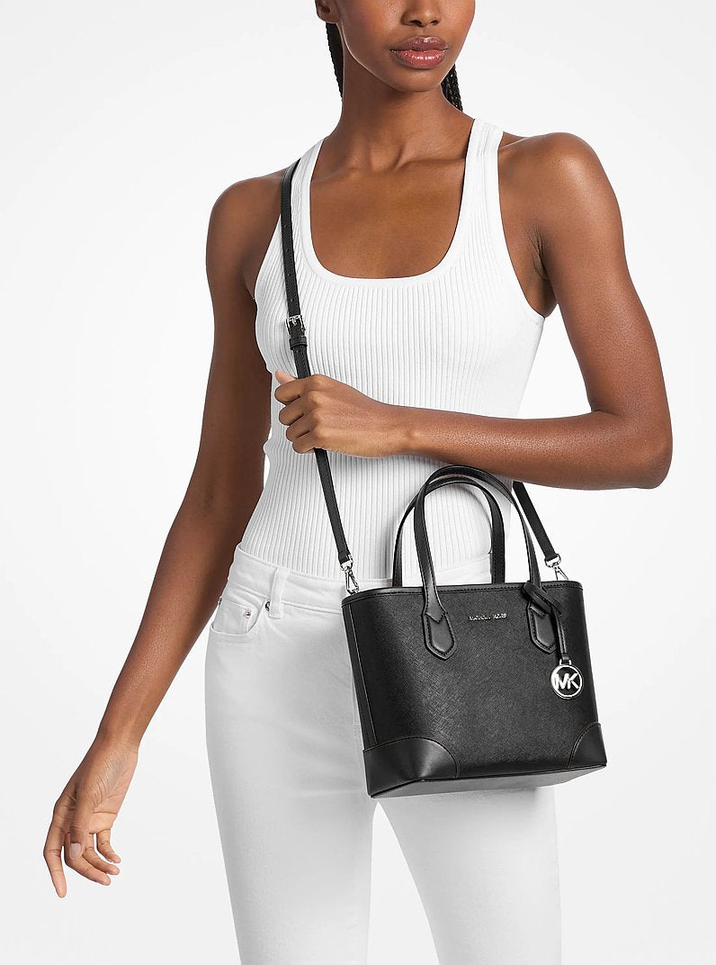 Michael Kors Eva Extra-Small Saffiano Leather Convertible Tote Bag Black