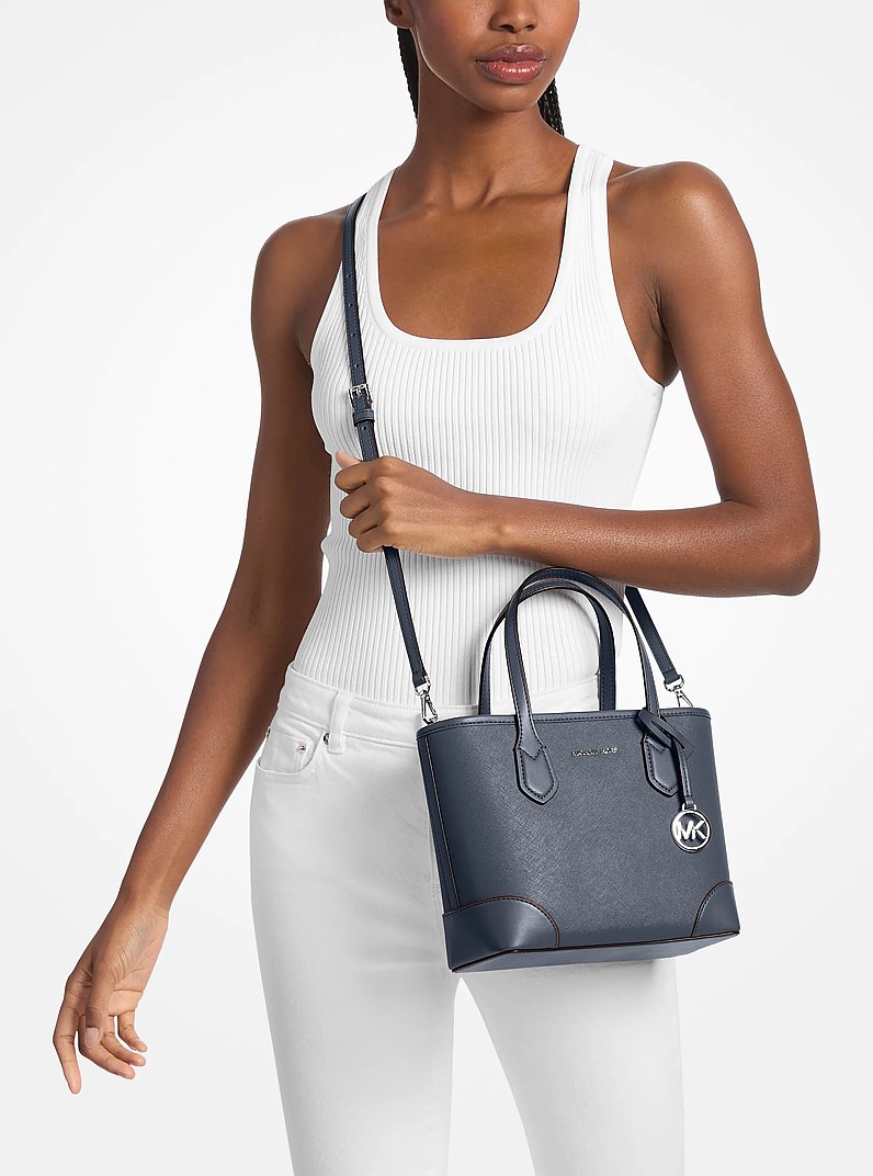 Michael Kors Eva Extra-Small Saffiano Leather Convertible Tote Bag Navy