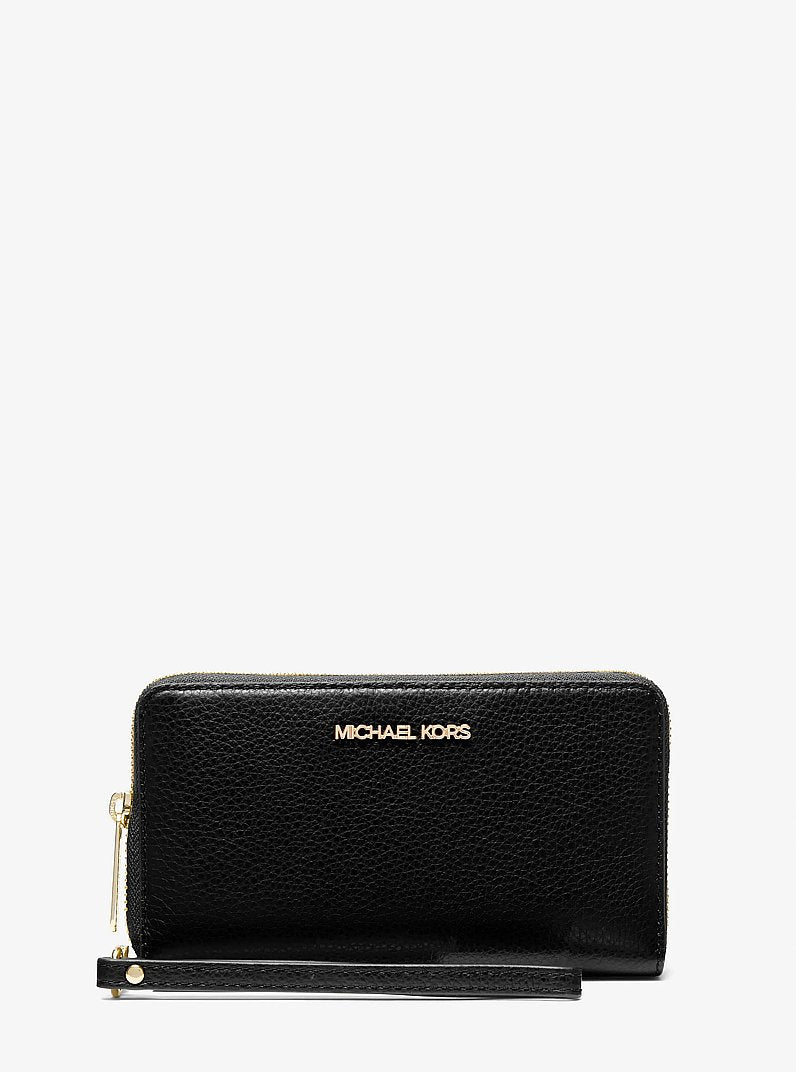 Michael Kors Large Pebbled Leather Smartphone Wristlet Black