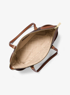 Charlotte Large Logo and Leather Top-Zip Tote Bag Brown Brown