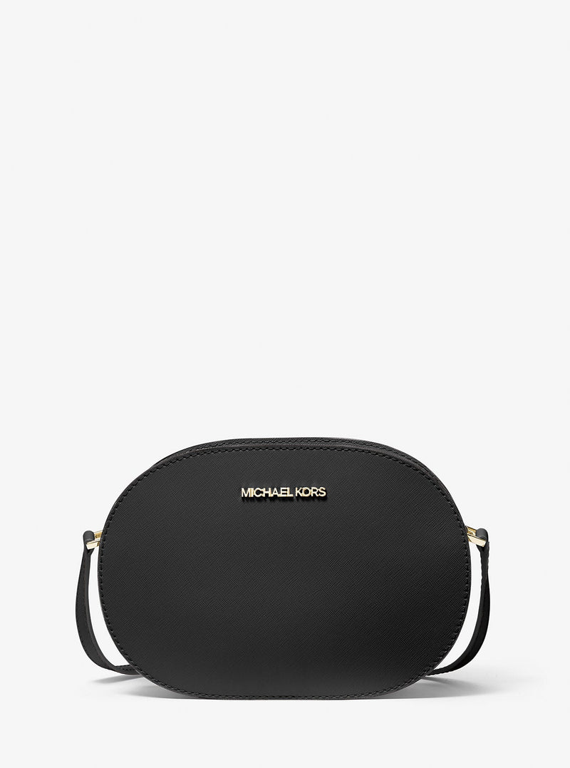 Jet Set Travel Medium Saffiano Leather Crossbody Bag Black Black