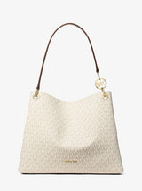 Michael Kors Christina Large Signature Logo Shoulder Bag Vanilla