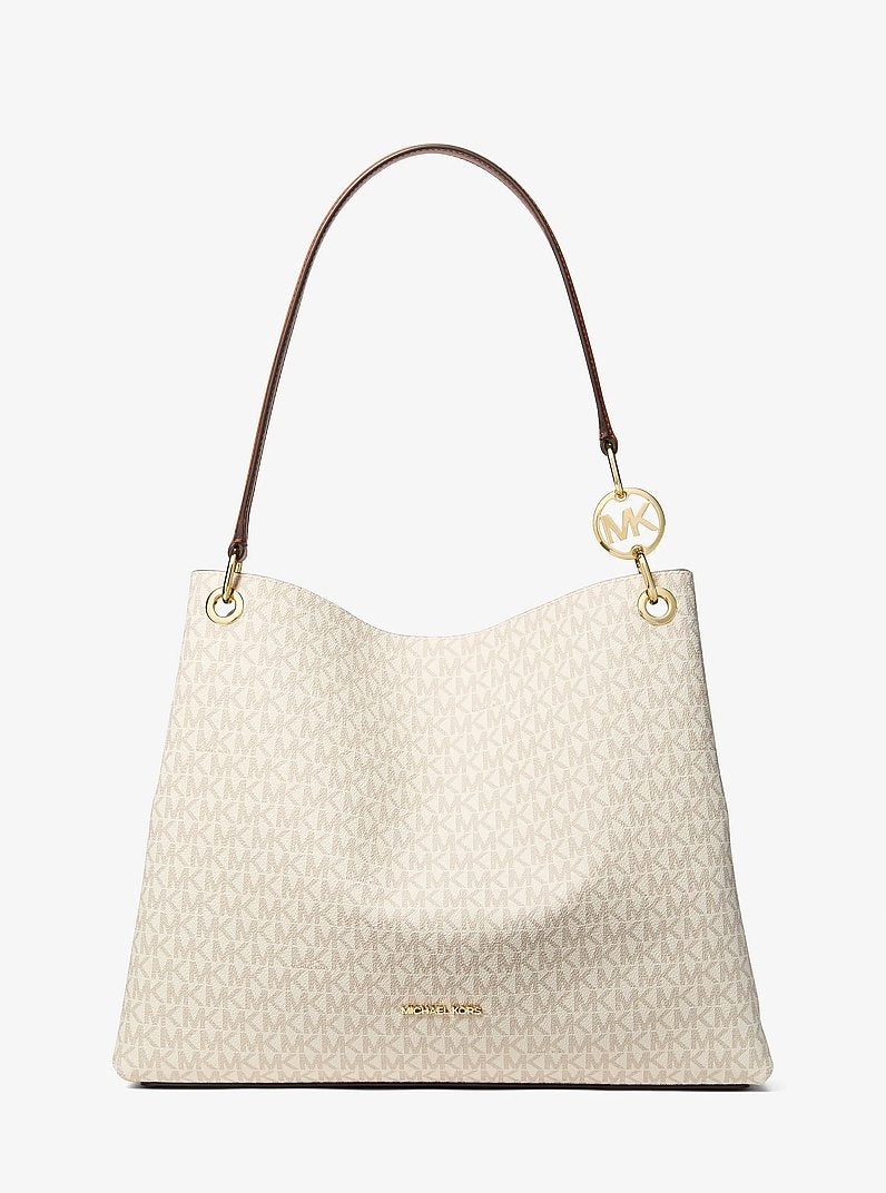 Michael Kors Christina Large Signature Logo Shoulder Bag Vanilla