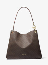 Michael Kors Christina Large Signature Logo Shoulder Bag Brown