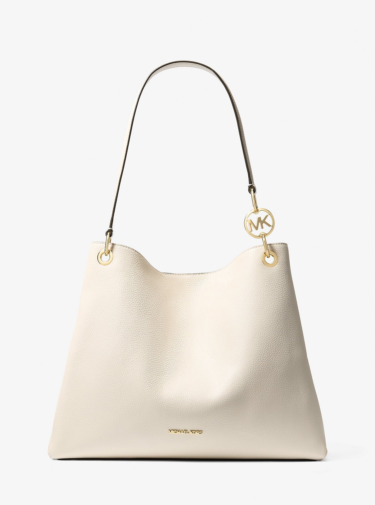 Michael Kors Christina Large Pebbled Leather Shoulder Bag Lt Cream