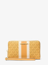 Michael Kors Jet Set Travel Large Striped Signature Logo Smartphone Wallet Honeywheat