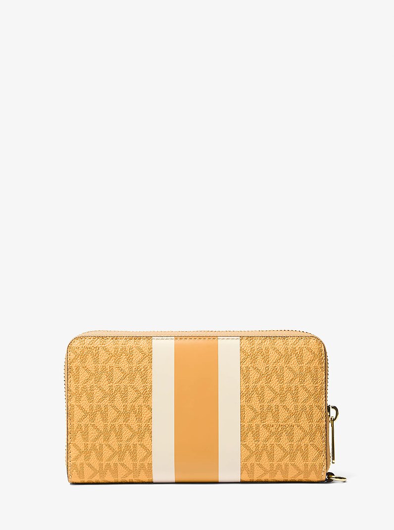 Michael Kors Jet Set Travel Large Striped Signature Logo Smartphone Wallet Honeywheat