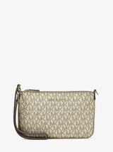 Michael Kors Jet Set Small Metallic Signature Logo Wristlet Pale Gold