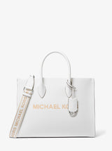 Michael Kors Mirella Medium Pebbled Leather Tote Bag Optic White