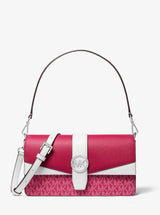 Michael Kors Greenwich Medium Signature Logo Convertible Shoulder Bag Dark Raspberry Multi