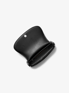 Mila Medium Leather Messenger Bag Black Black