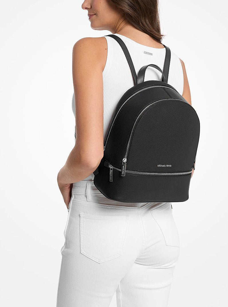 Michael Kors Rhea Medium Pebbled Leather Backpack Black