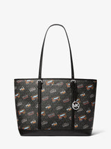 Michael Kors Jet Set Large Printed Signature Logo Tote Bag Black