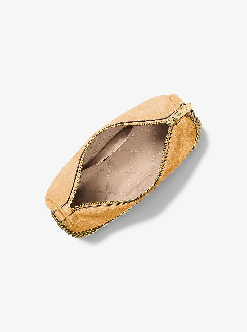 Michael Kors Carmela Medium Suede Convertible Crossbody Bag Honeywheat